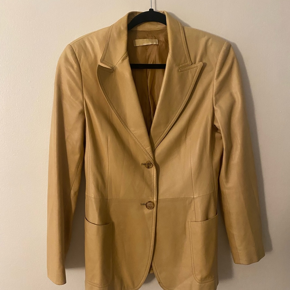 MICHAEL KORS Beige 100% Leather Blazer